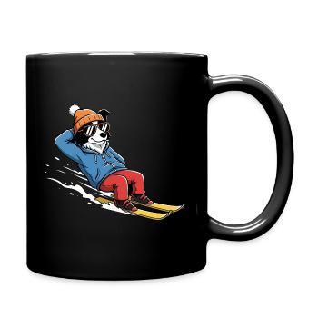 Chien de ski détendu avec lunettes de soleil et chapeau - Mug uni - noir - Droite