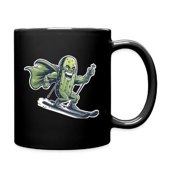 Super-héros Concombre Sur Skis Drôle Ski Humour - Mug uni - noir - Droite