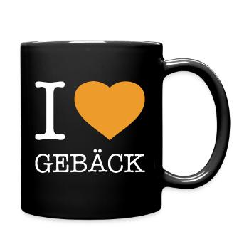 I love Gebäck - Tasse einfarbig - Schwarz - Rechts