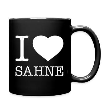 I love Sahne - Tasse einfarbig - Schwarz - Rechts