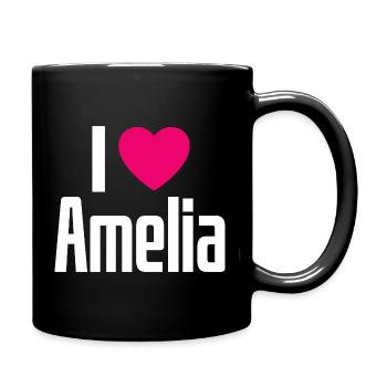 I Love Amelia Pinkes Herz Ich liebe Amelia - Tasse einfarbig - Schwarz - Rechts