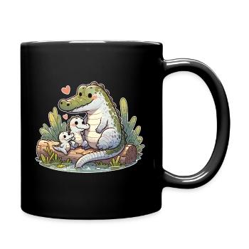 Süße Alligator Mama von zwei süßen Alligatoren - Tasse einfarbig - Schwarz - Rechts