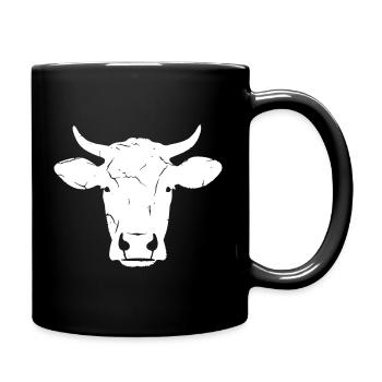Kuh Kopf Bulle Rind Portrait Vektor - Tasse einfarbig - Schwarz - Rechts
