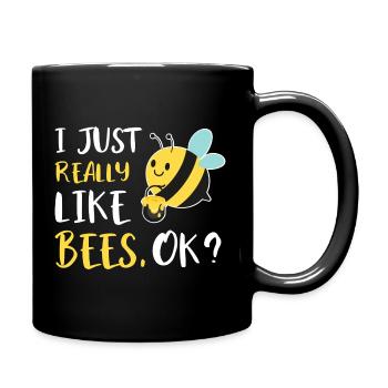 Cute Bee Cartoon Honey Bee Bee Fan - Full Colour Mug - black - Right