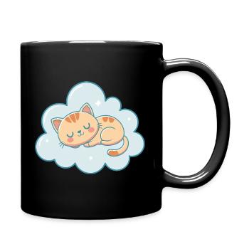 Dreamy kitten on pastel sky blue cloud - Full Colour Mug - black - Right