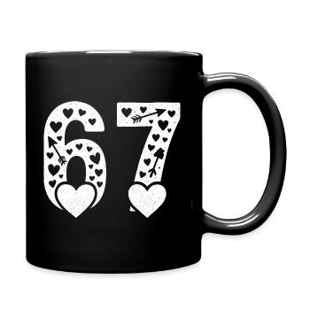 Valentinstag 6-7 Spaß 67 Nummer Valentinstag Sechs - Tasse einfarbig - Schwarz - Rechts