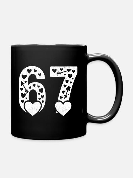Valentinstag 6-7 Spaß 67 Nummer Valentinstag Sechs - Tasse einfarbig - Schwarz