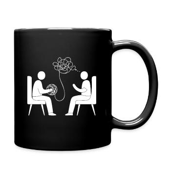 PSYCHOtherapie – Grafikmotiv - Tasse einfarbig - Schwarz - Rechts