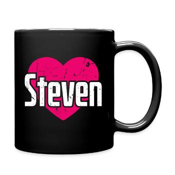 I Love Steven Pinkes Herz Ich liebe Steven - Tasse einfarbig - Schwarz - Rechts