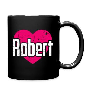 I Love Robert Pinkes Herz Ich liebe Robert - Tasse einfarbig - Schwarz - Rechts