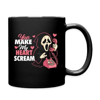 You Make My Heart Scream Cute Funny Valentine Love - Full Colour Mug - black - Right