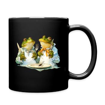 Grenouille cuisine à table - Mug uni - noir - Droite