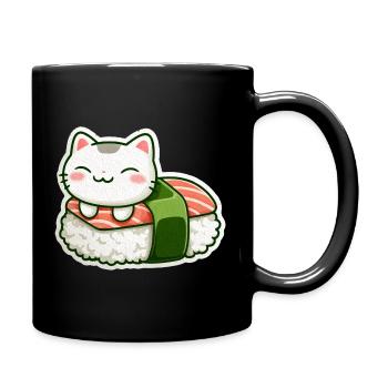 Kawaii Sushi Cat en Roll - Mug uni - noir - Droite