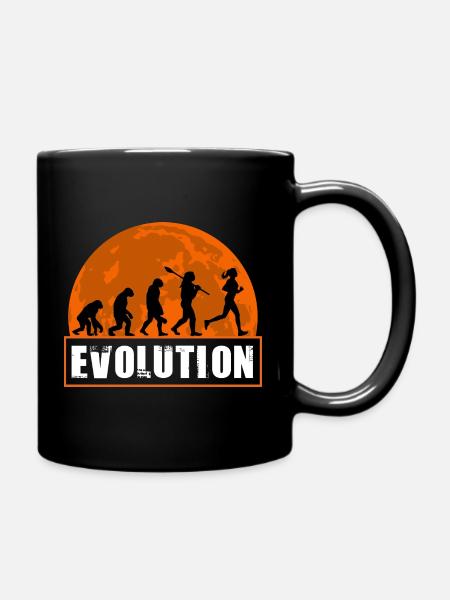 Running Evolution Running Girl Marathon Runner - Full Colour Mug - black