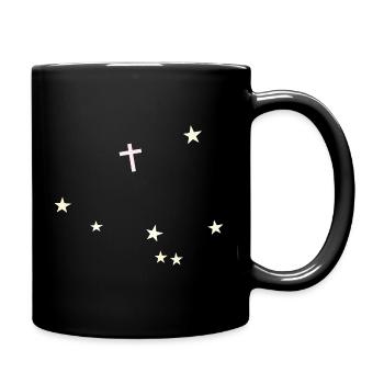 Kreuz im Sternenhimmel - Tasse einfarbig - Schwarz - Rechts
