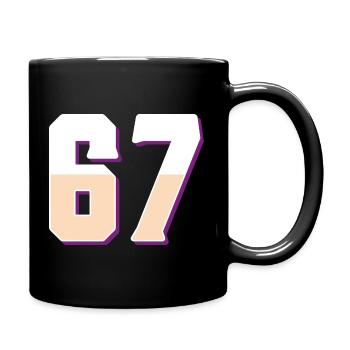 6 7 – Trendy minimalist text design, - Full Colour Mug - black - Right