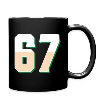 6 7 – Trendy minimalist text design, - Full Colour Mug - black - Right