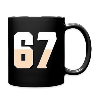 6 7 – Trendy minimalist text design, - Full Colour Mug - black - Right