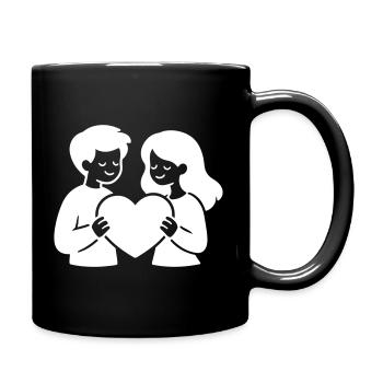 Loving Couple In Love Heart - Full Colour Mug - black - Right