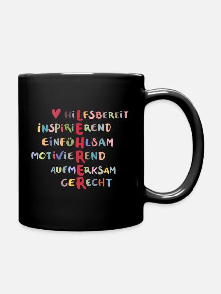 Farbenfrohe Werte Collage – Hilfsbereit - Tasse einfarbig - Schwarz