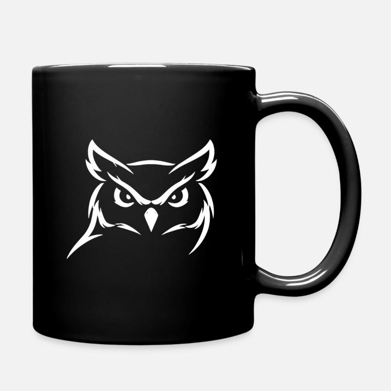 Owls Kop - Minimalist Nature Design - Full Colour Mug - black