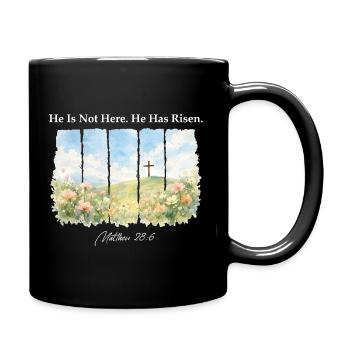 Er ist auferstanden, Matthäus 28,6 Ostern Christlich - Tasse einfarbig - Schwarz - Rechts