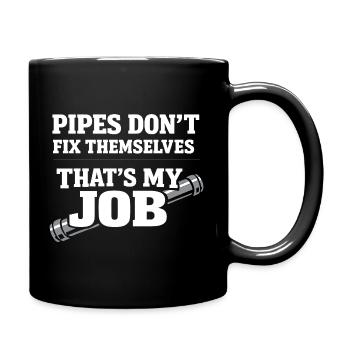 Pipe Whisperer, Plumber, Humor Gift - Full Colour Mug - black - Right
