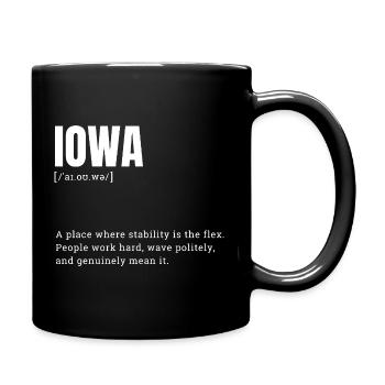 Iowa Bold Typography Statement - Full Colour Mug - black - Right