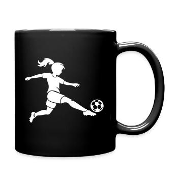 Fussballerin Fussball Silhouette - Tasse einfarbig - Schwarz - Rechts