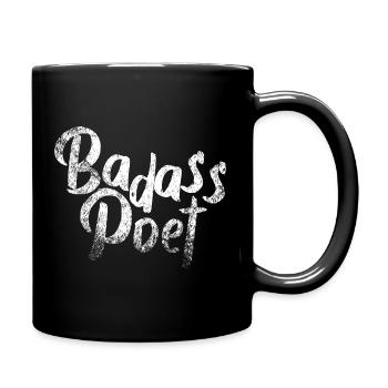 Badass Poet: Fette Pinseltypografie - Tasse einfarbig - Schwarz - Rechts