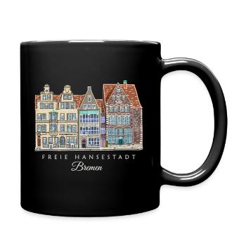 Free Hanseatic City of Bremen - Row of Houses Drawing - Full Colour Mug - black - Right