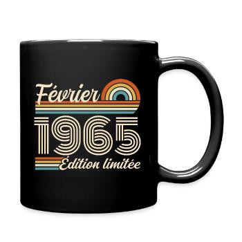 Born in February 1965 | 61st Anniversary - Full Colour Mug - black - Right