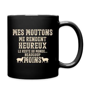 My sheep make me happy Humor breeder - Full Colour Mug - black - Right