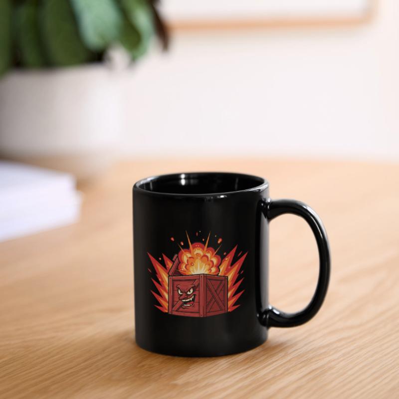 Exploding wooden box with a grim face Full Colour Mug