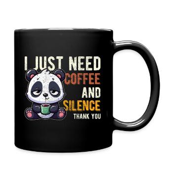Ich brauche nur Kaffee und Panda zum Schweigen Lustig - Tasse einfarbig - Schwarz - Rechts