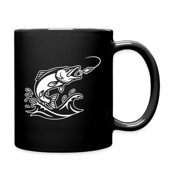 Hecht Raubfisch Sprung Outline - Tasse einfarbig - Schwarz - Rechts
