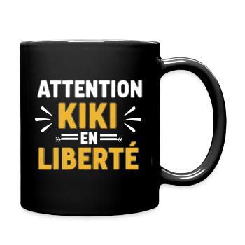 Citation Homme Kiki Drole Prénom Humour Attention  - Mug uni - noir - Droite