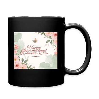Happy International Womens Day Watercolor - Full Colour Mug - black - Right