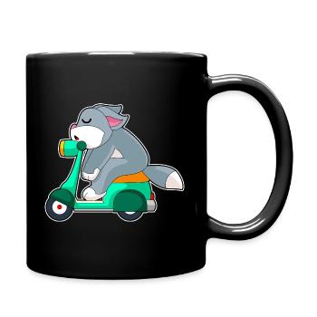 Katze Motorroller - Tasse einfarbig - Schwarz - Rechts