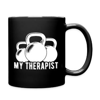 My Therapist Kettlebell Fun GYM Fitness - Full Colour Mug - black - Right