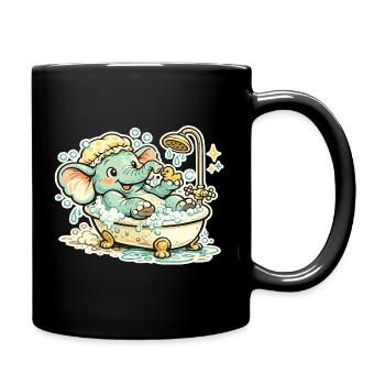 Little elephant in the bathroom shower fun - Full Colour Mug - black - Right