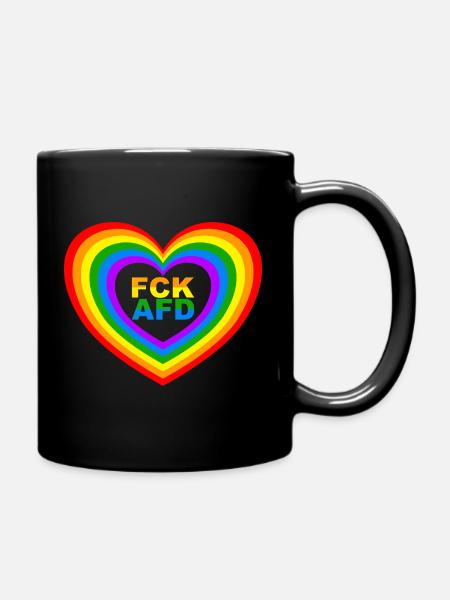 FCK AFD Herz - Tasse einfarbig - Schwarz