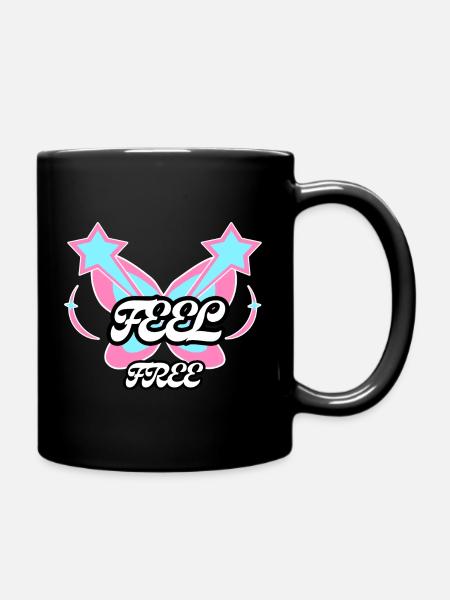 Feel Free Butterfly Emblem - Full Colour Mug - black