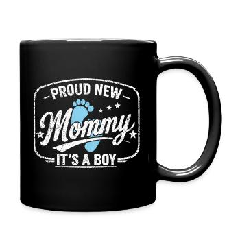 Expectant Mom & Mother, Birth Son Boy - Full Colour Mug - black - Right