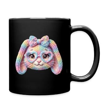 Hase Herzbrille Häschen Pastell Regenbogen Ostern - Tasse einfarbig - Schwarz - Rechts