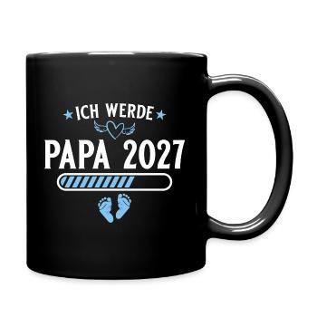 Ich werde Papa 2027 – Schwangerschaft verkünden - Tasse einfarbig - Schwarz - Rechts