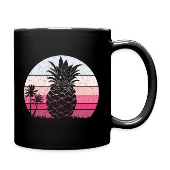 Pineapple Summer Sunset Vintage Beach - Full Colour Mug - black - Right