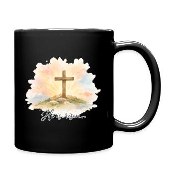 Auferstehung He is Risen Ostern Jesus - Tasse einfarbig - Schwarz - Rechts