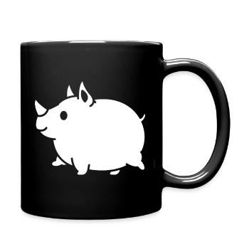 Rhino Cute Cartoon Silhouette - Full Colour Mug - black - Right