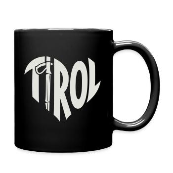 Tirol Herz lettering with hiking stick - Full Colour Mug - black - Right